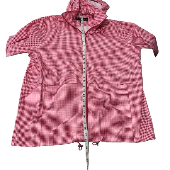 KC Collection Gingham Print Hooded Rain Jacket Pockets Women’s Large - Picture 15 of 16